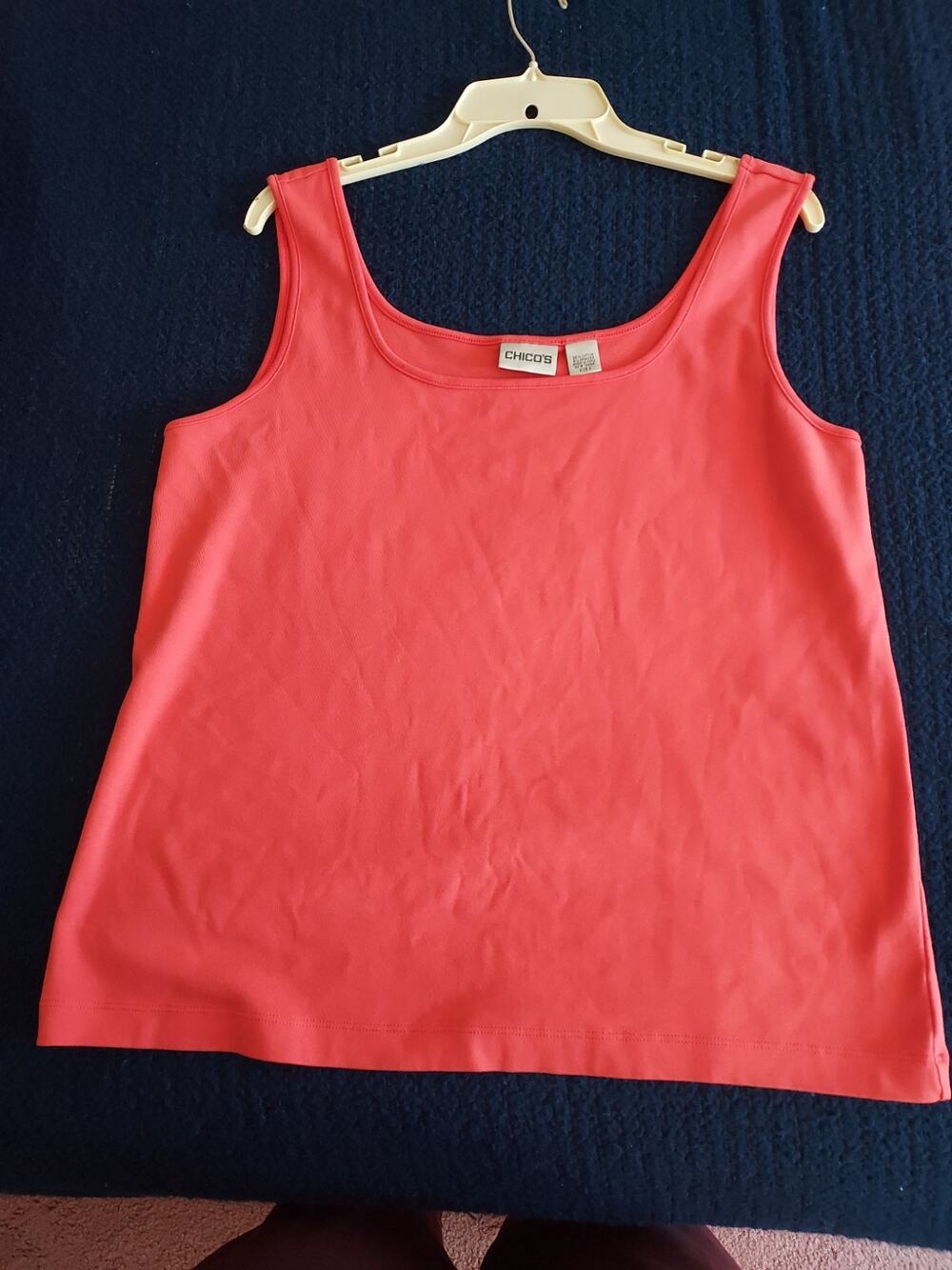 Chico's Tank Top Size 3 Size XL Coral Spandex Blend sleeveless shirt womens EUC